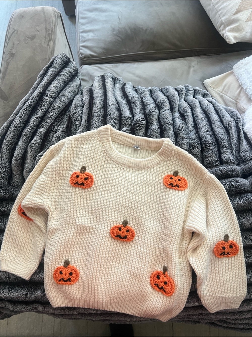 Cream Pumpkin Knit Sweater - Women